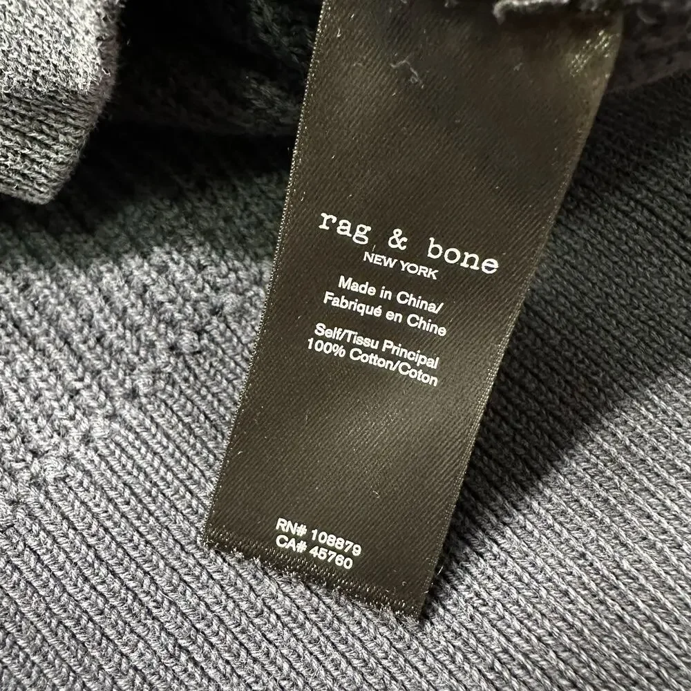 Rag & Bone Sweatshirt Mens M Gray Ribbed Elbow Patches Cotton Retro Alt Designer